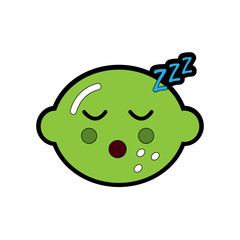 lime or lemon sleeping fruit kawaii icon image vector illustration design 
