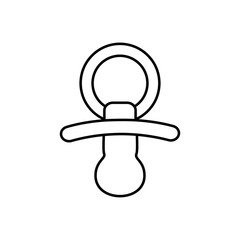 Icono plano linea chupete negro en fondo blanco