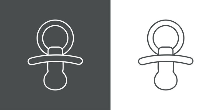 Icono plano linea chupete gris y blanco