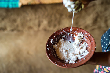 Making copra dough with milk