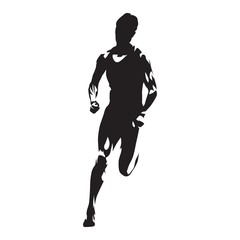 Fototapeta na wymiar Running woman, abstract sprinting woman vector silhouette