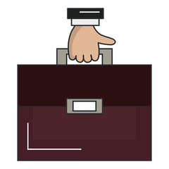 businessman hand with portfolio briefcase vector illustration design