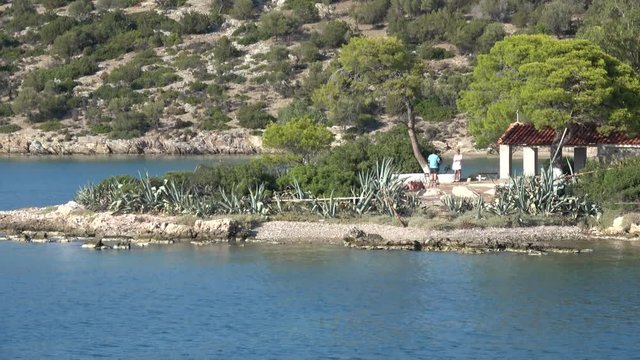 Amazing Small Island in Greece and yachts on anchorage