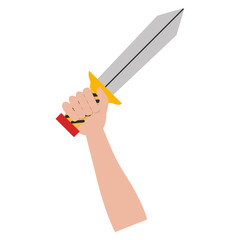 hand whit warrior sword vector illustration design