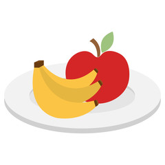 dish with apple and banana vector illustration design