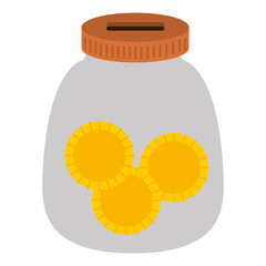 glass jar with coins money vector illustration design