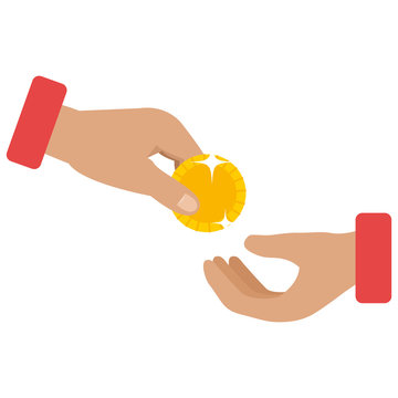 hands with coin money isolated icon vector illustration design