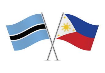 Botswana and Philippines flags.Vector illustration.