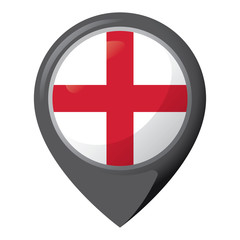 Icon representing location pin with the flag of England. Ideal for catalogs of institutional materials and geography