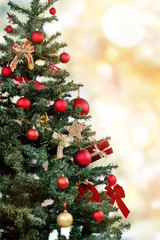 Christmas background - baubles and christmas tree