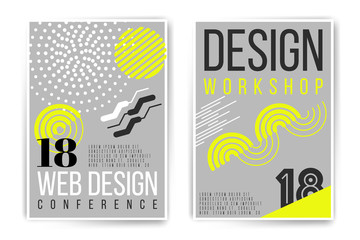 Design workshop, design conference placard. Vector neon fluid abstract poster template. Minimal modern presentation, brochure, cover. Trendy colors edition. Easy to modify and add text.