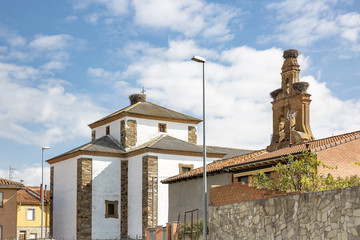 Fototapeta na wymiar Santa Maria church in Puente de Orbigo village (Hospital de Orbigo), province of Leon, Spain