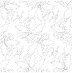 Monochrome hand drawn holly seamless pattern, leafs, berry on black stock vector illustration
