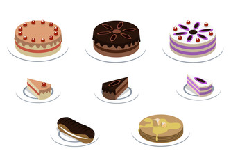 Isometric 3D vector illustration concept of a holiday cake with slices