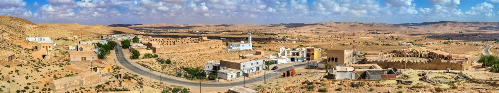 Panorama of Ksour Jlidet village in South Tunisia
