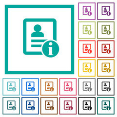 Contact information flat color icons with quadrant frames