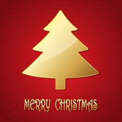 Golden Christmas tree. Vector illustration.