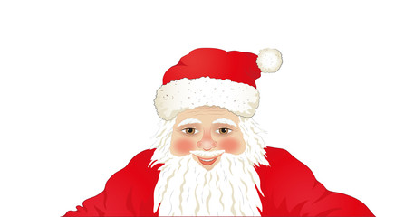 Weihnachtsmann Portrait, 
Weihnachtskarte mit Weihnachtsmann,
Vektor Illustration isoliert auf weißem Hintergrund 
