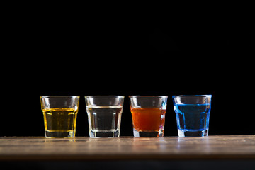 four diferent shot drink