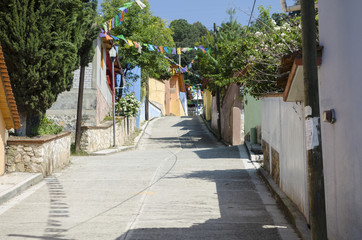 Street view in Capulalpam de Mendez, magical town part of Oaxaca, Mexico