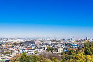 青空が広がる住宅街