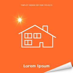 Orange banner with cottage icon