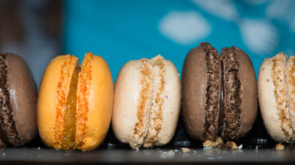 Beautifully stacked macaroons on isolated background