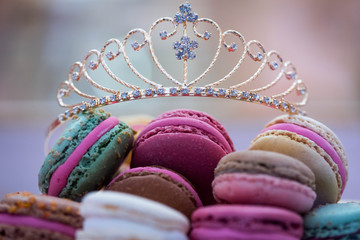 Beautifully stacked macaroons on isolated background