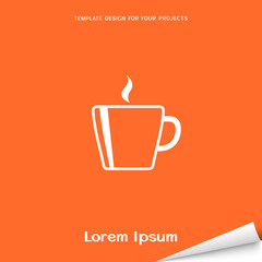 Orange banner with coffee cup icon