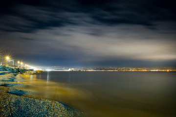 The night city of the French Riviera of France Antibes