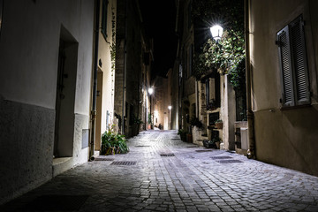 The night city of the French Riviera of France Antibes