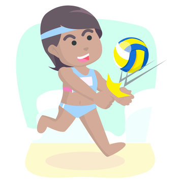 PrintAfrican girl volleyball repeling ball– stock illustration
