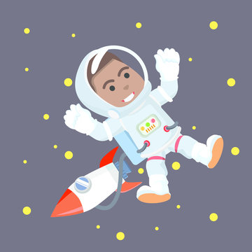 African astronaut in space– stock illustration
