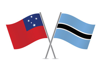 Samoa and Botswana flags.Vector illustration.