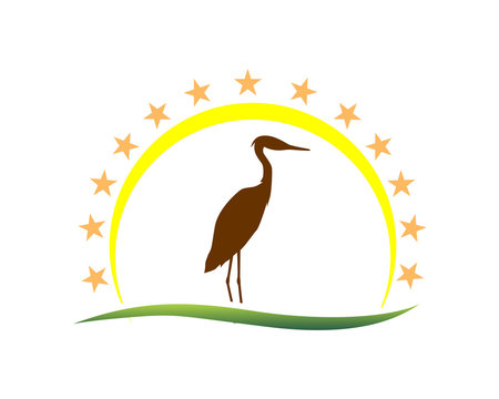 recommend clip art: silhoutte stork star illustration