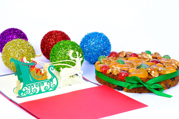 Fototapeta na wymiar Christmas and New Year fruit cake
