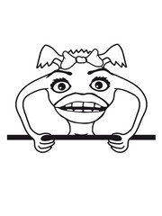 text feld schreiben weiblich schleife frau lustig mund lippen girl mädchen gefährlich gnom frech klein monster horror halloween böse ork troll comic cartoon clipart