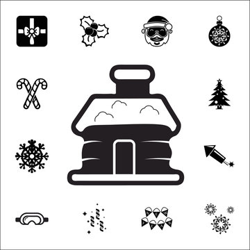 Small Hut Ico. Set Of Elements Christmas Holiday Or New Year Icons. Winter Time Premium Quality Graphic Design Collection Icons For Websites, Web Design