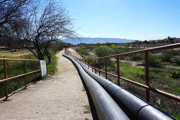 Pipeline across a bridge