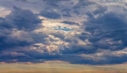 background, panorama of the sky with dramatic clouds