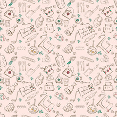 seamless pattern sketch for kitchen accessories and food 3