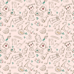 seamless pattern sketch for kitchen accessories and food 3