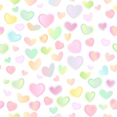 Seamless bright festive background with multi-colored hearts