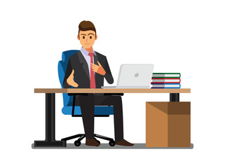 Business People  Desk,Vector illustration cartoon character