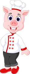beauty pig chef cartoon standing wit