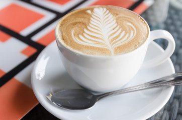 Top view latte art coffee
