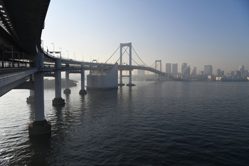 Fototapeta na wymiar 日本の東京都市景観「東京港や港区方面の街並みを望む」