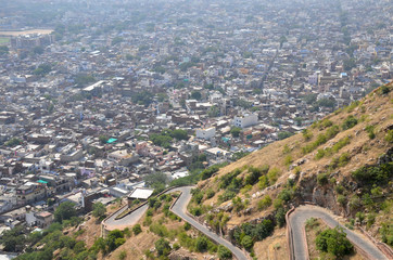 architecture of India Jaipur fort Nakhargar view of the city from above
