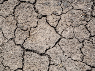Dried cracked earth soil ground texture background.Crack soil on dry season, Global worming effect.