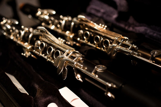 Fragment of the clarinet in dark colors